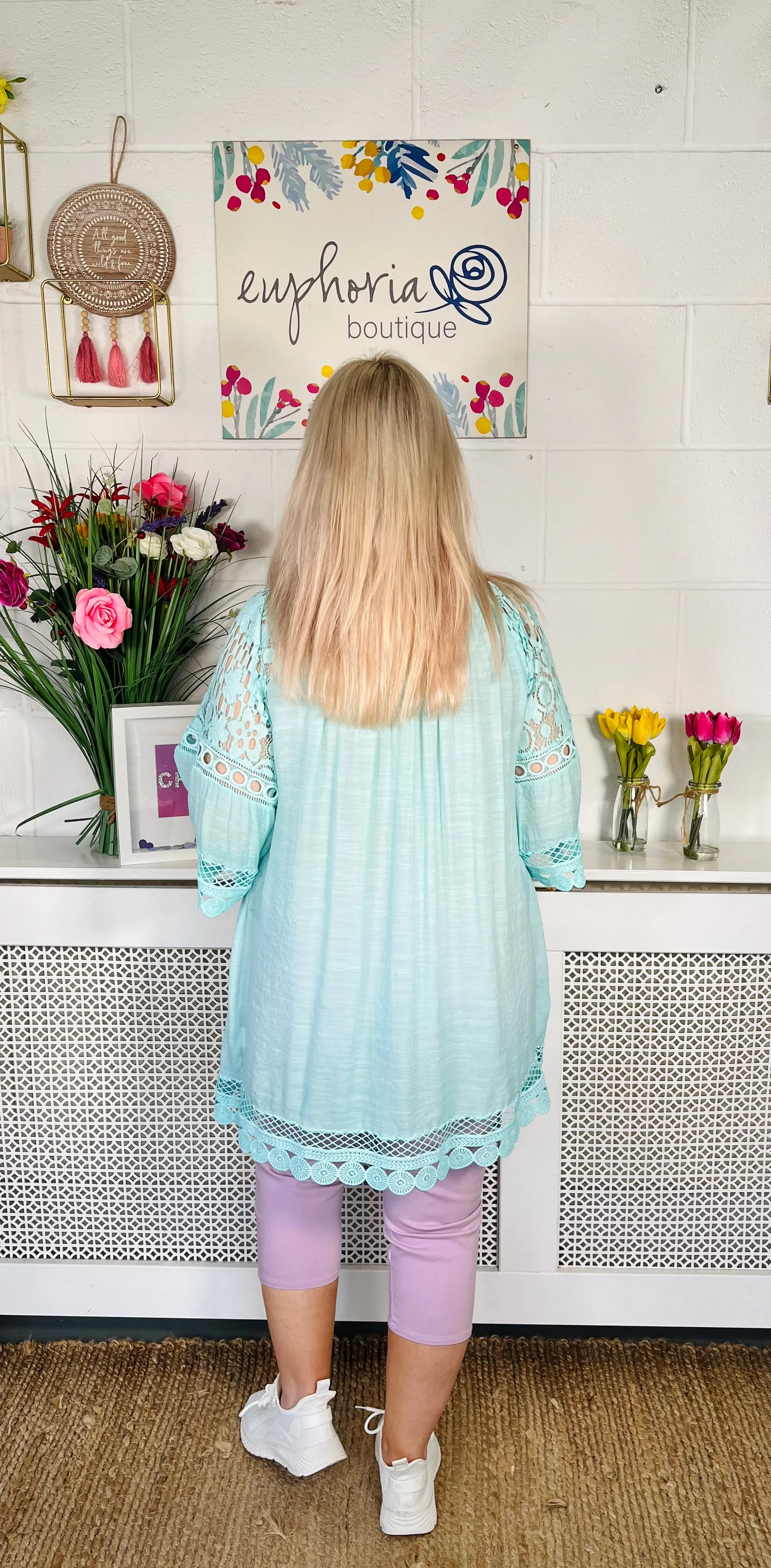 Holland Embroidered Bardot Top - Mint