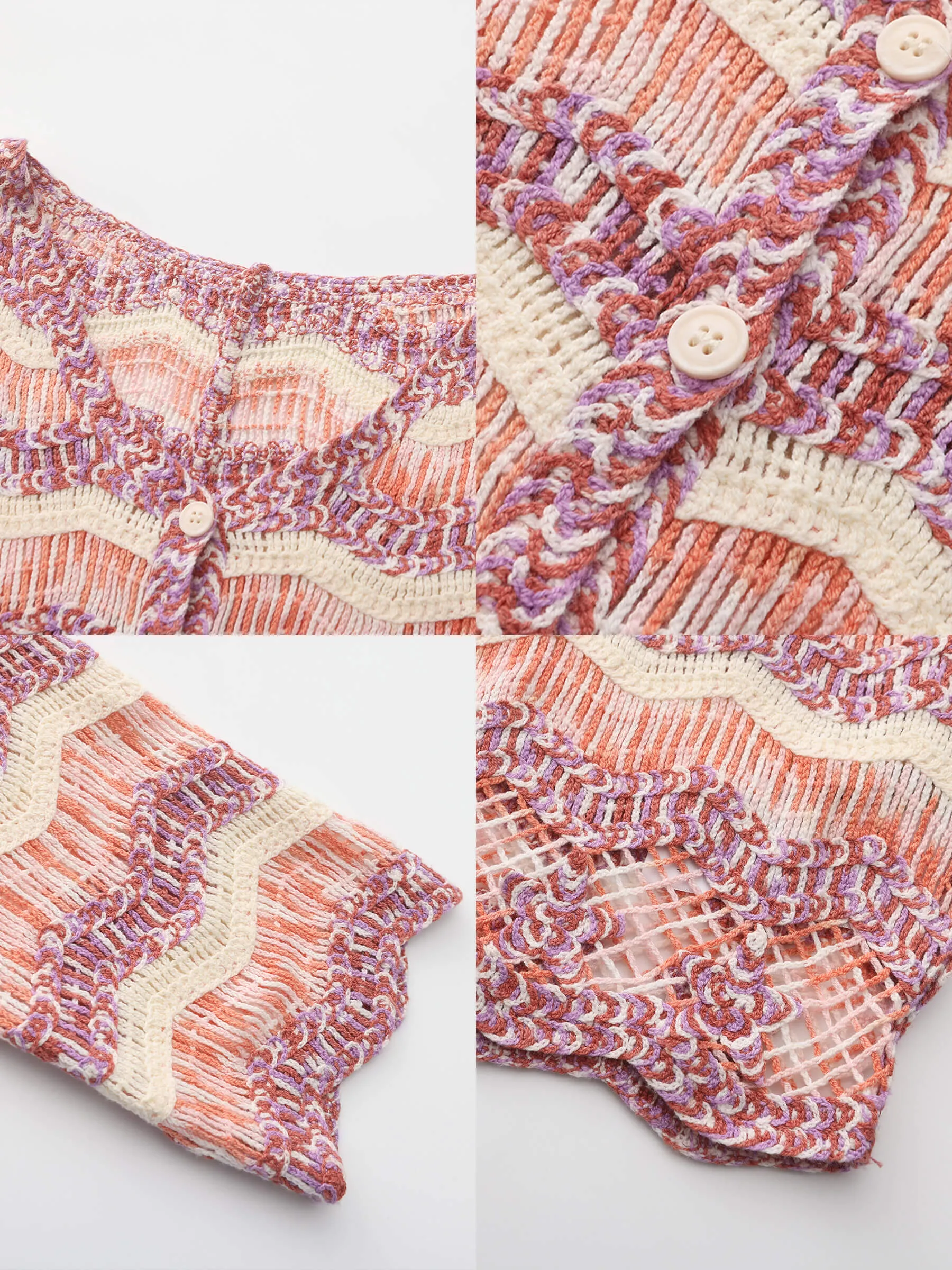 Hollow Jacquard Knitted Cardigan