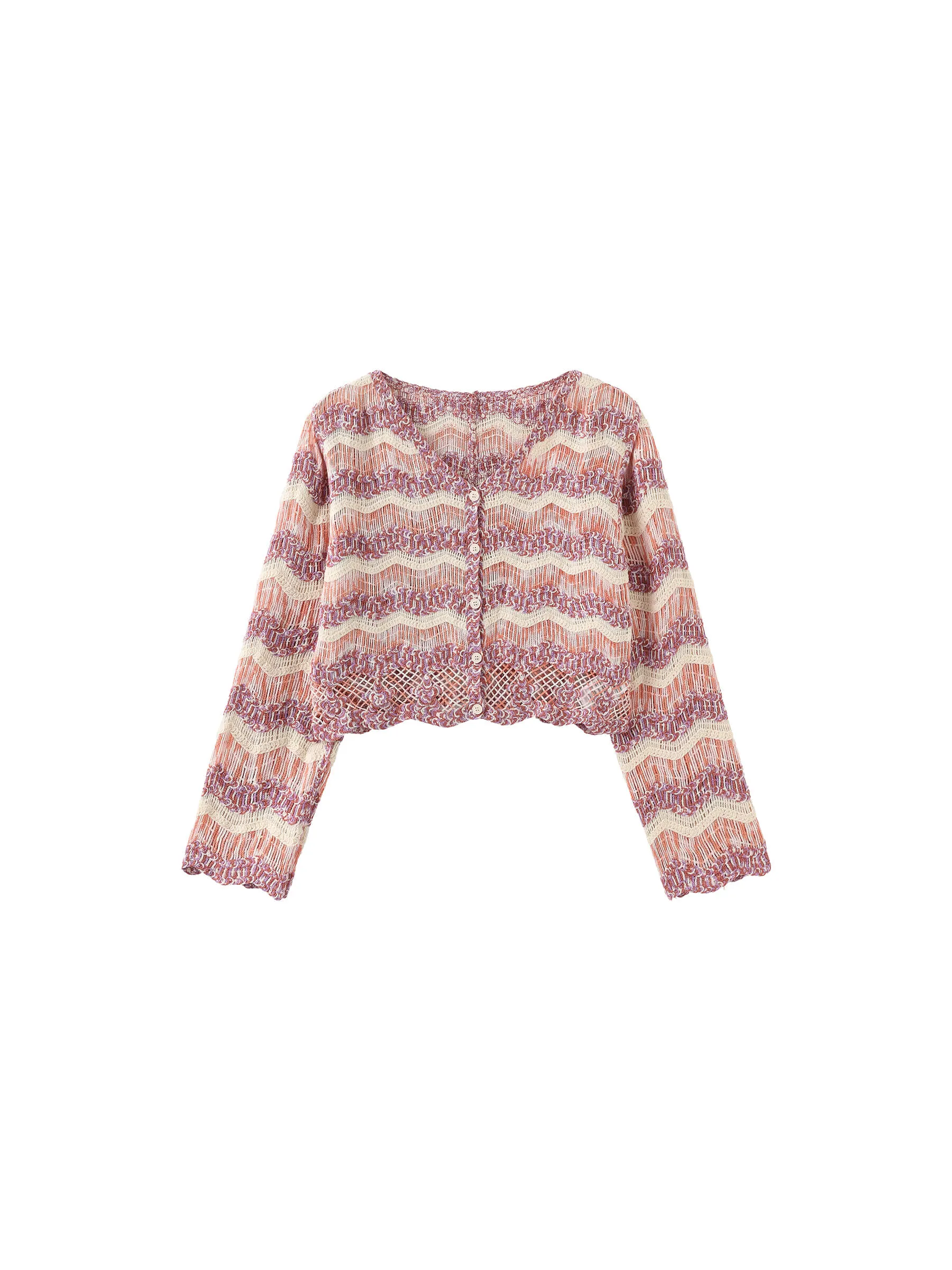 Hollow Jacquard Knitted Cardigan