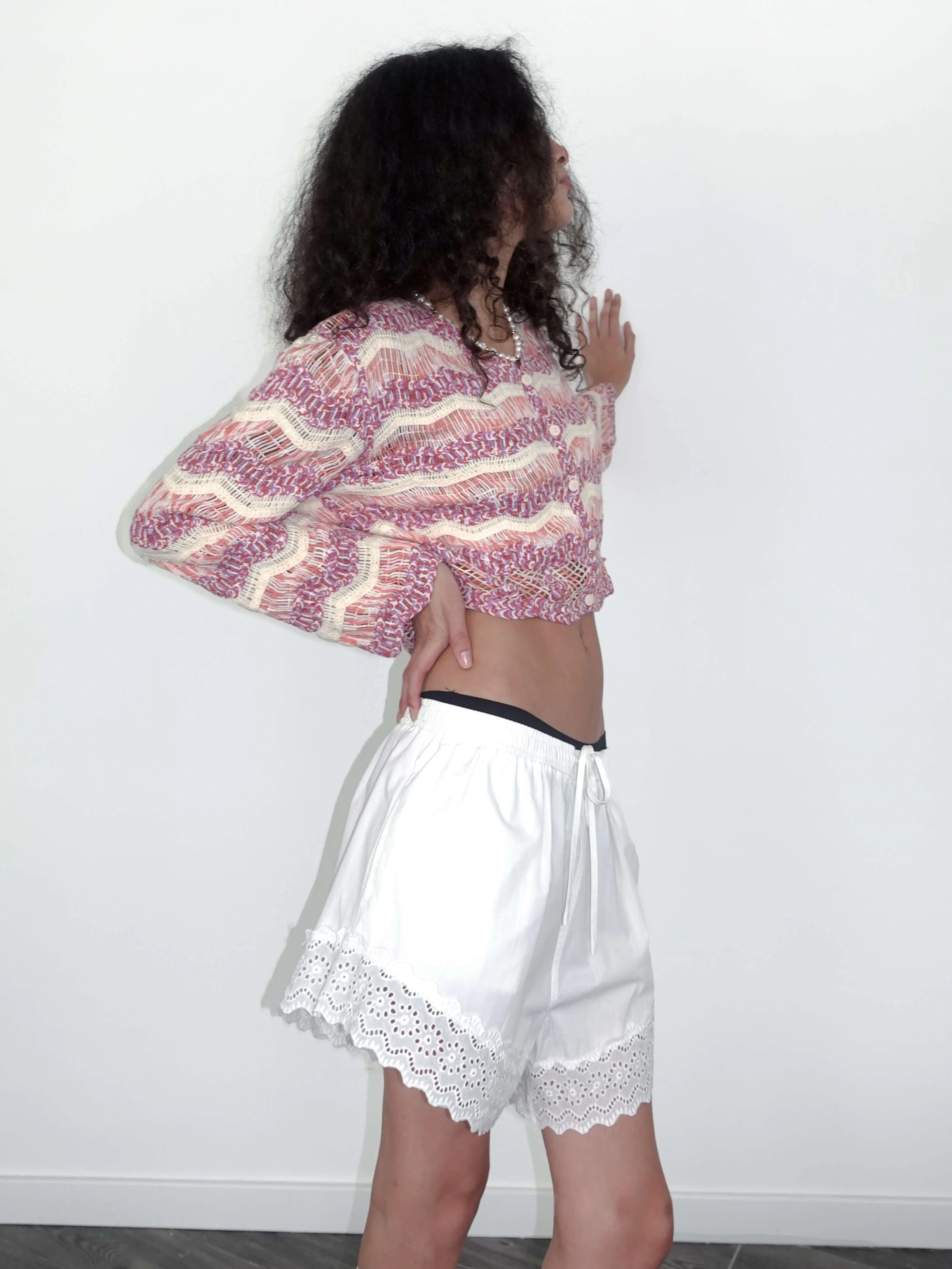 Hollow Jacquard Knitted Cardigan