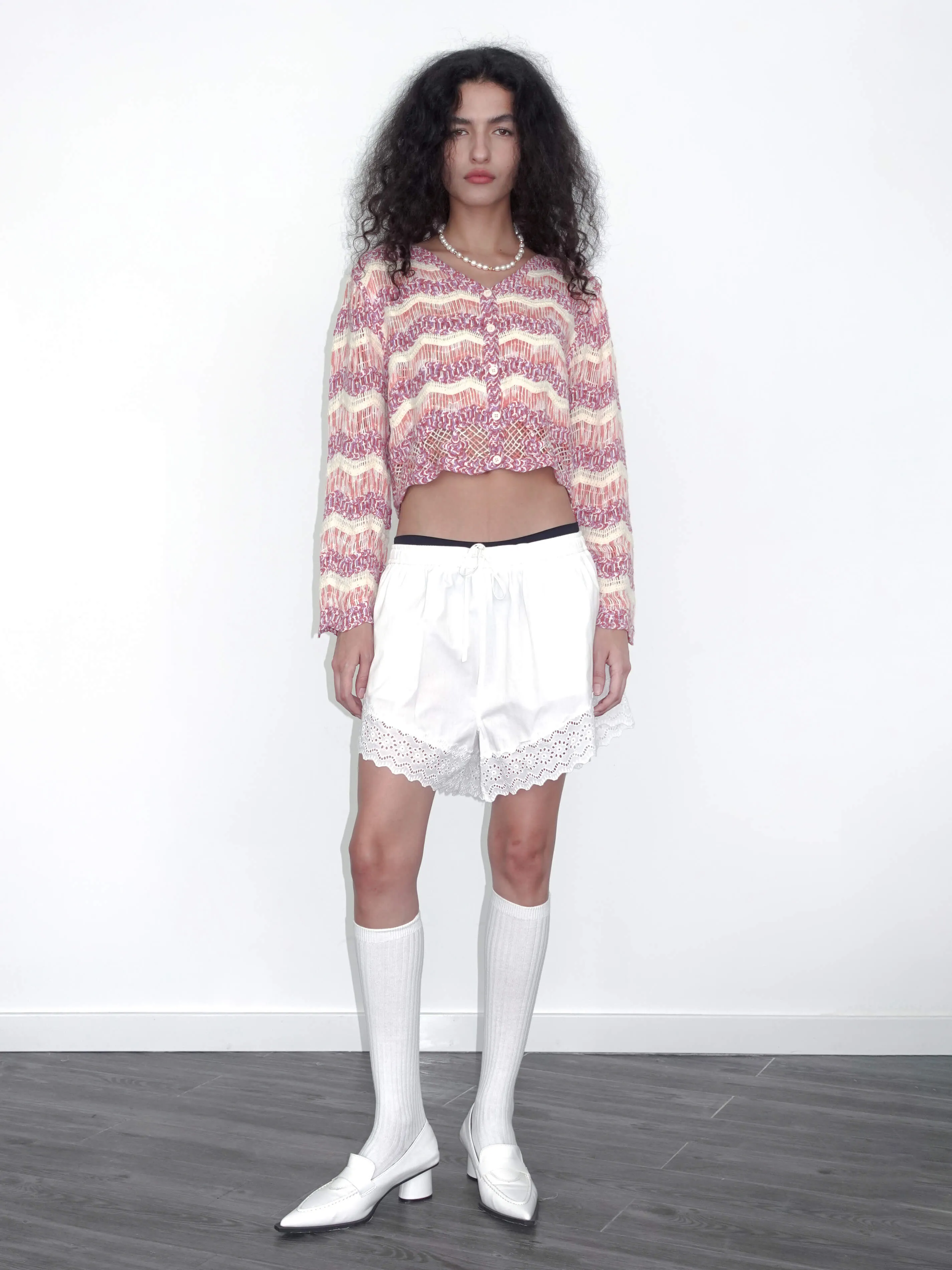 Hollow Jacquard Knitted Cardigan
