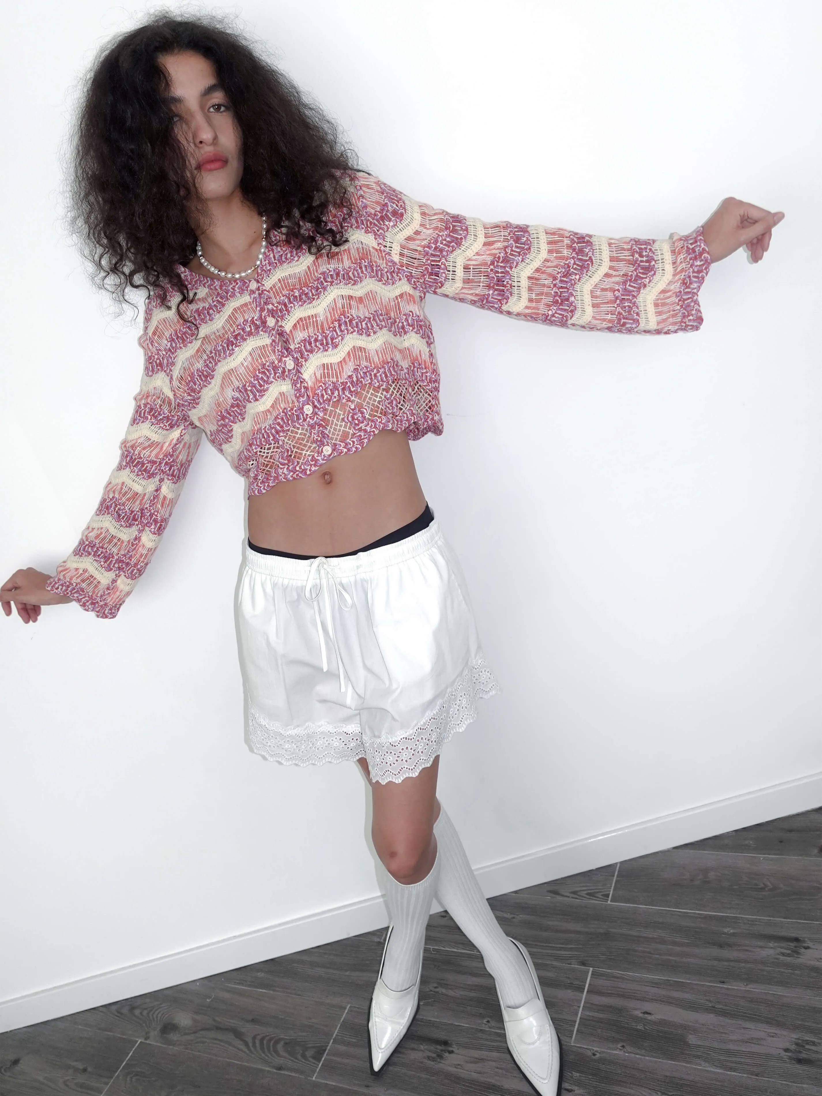 Hollow Jacquard Knitted Cardigan