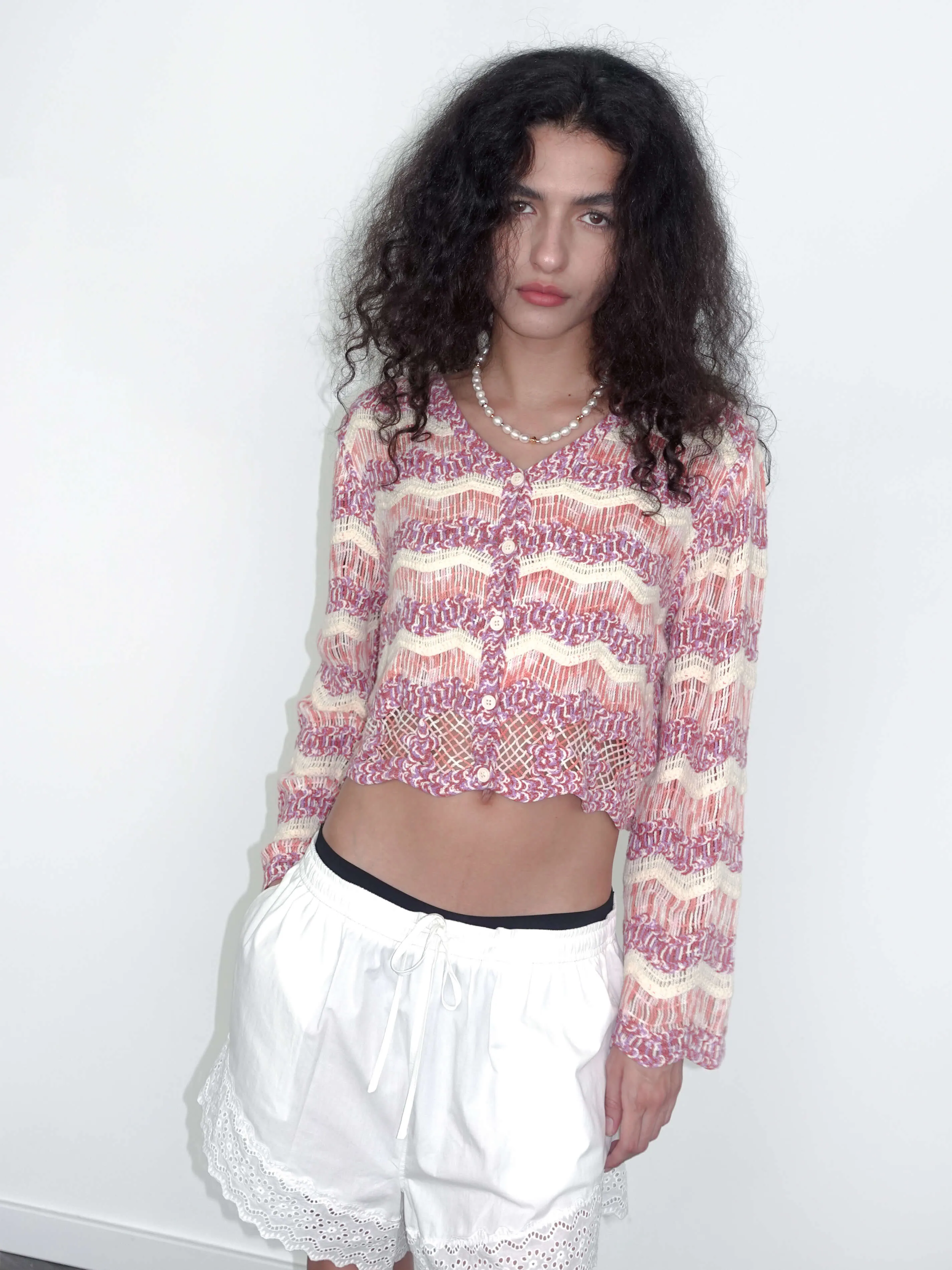 Hollow Jacquard Knitted Cardigan