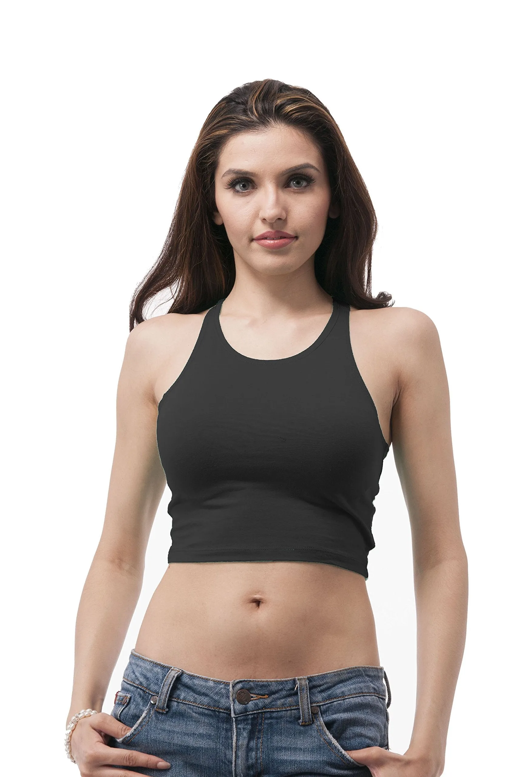 Hollywood Star Fashion Plain Sleeveless Tank Top Crop Top