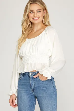Honeydew Satin Top In Cream