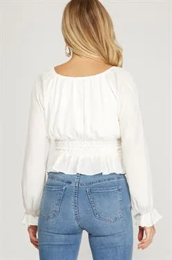 Honeydew Satin Top In Cream