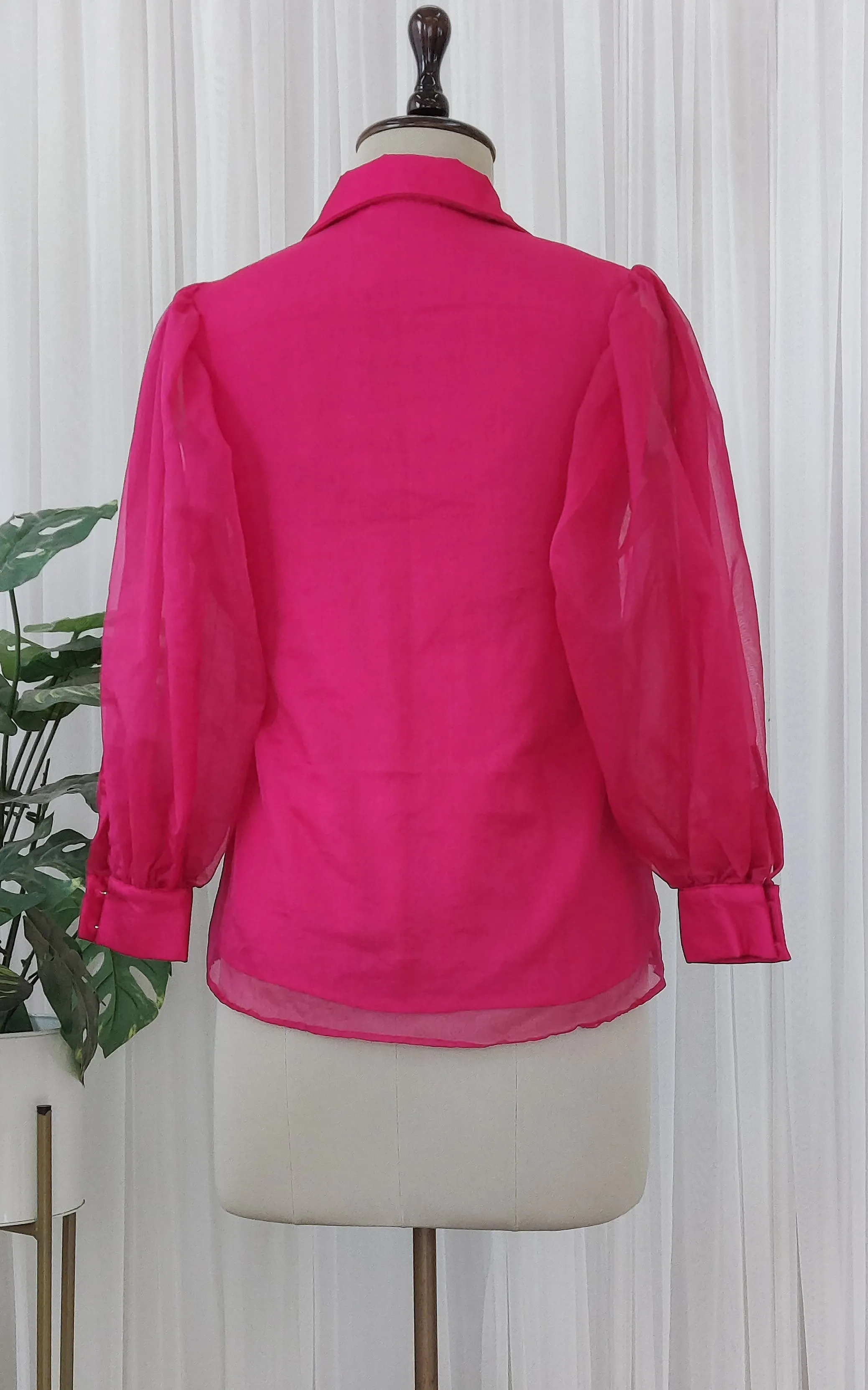 Hot Pink Organza Evil Eyes Shirt Top
