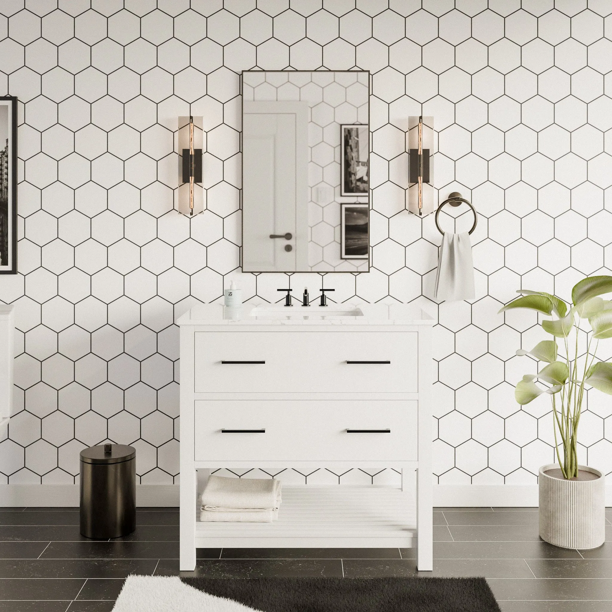 Hudson 36-inch Vanity with Engineered Marble Top