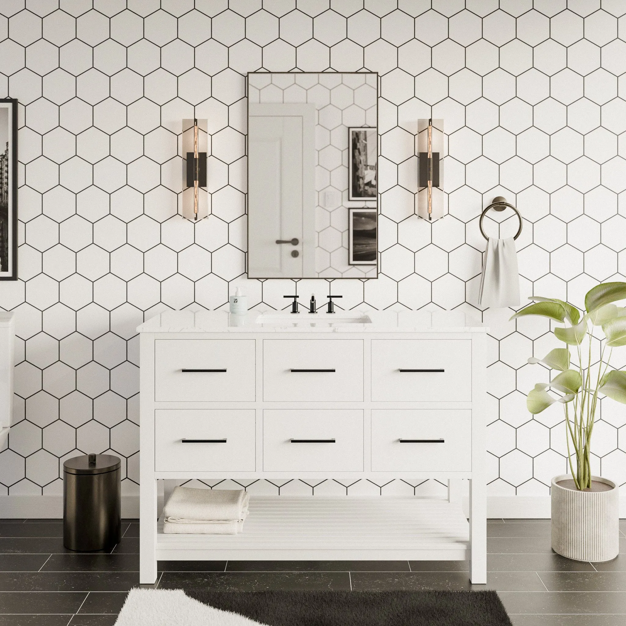 Hudson 48-inch Vanity with Engineered Marble Top
