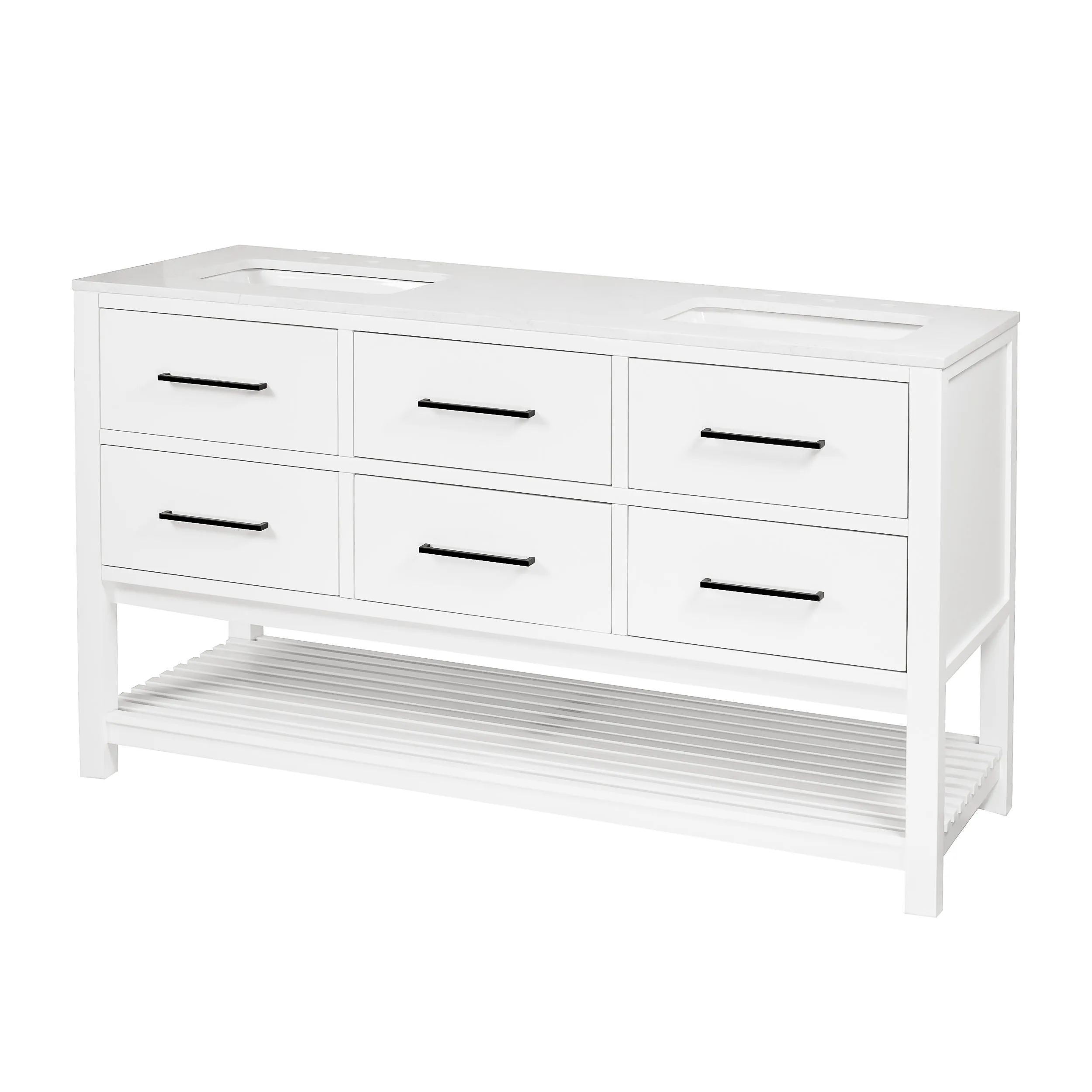 Hudson 60-inch Double Vanity with Engineered Marble Top