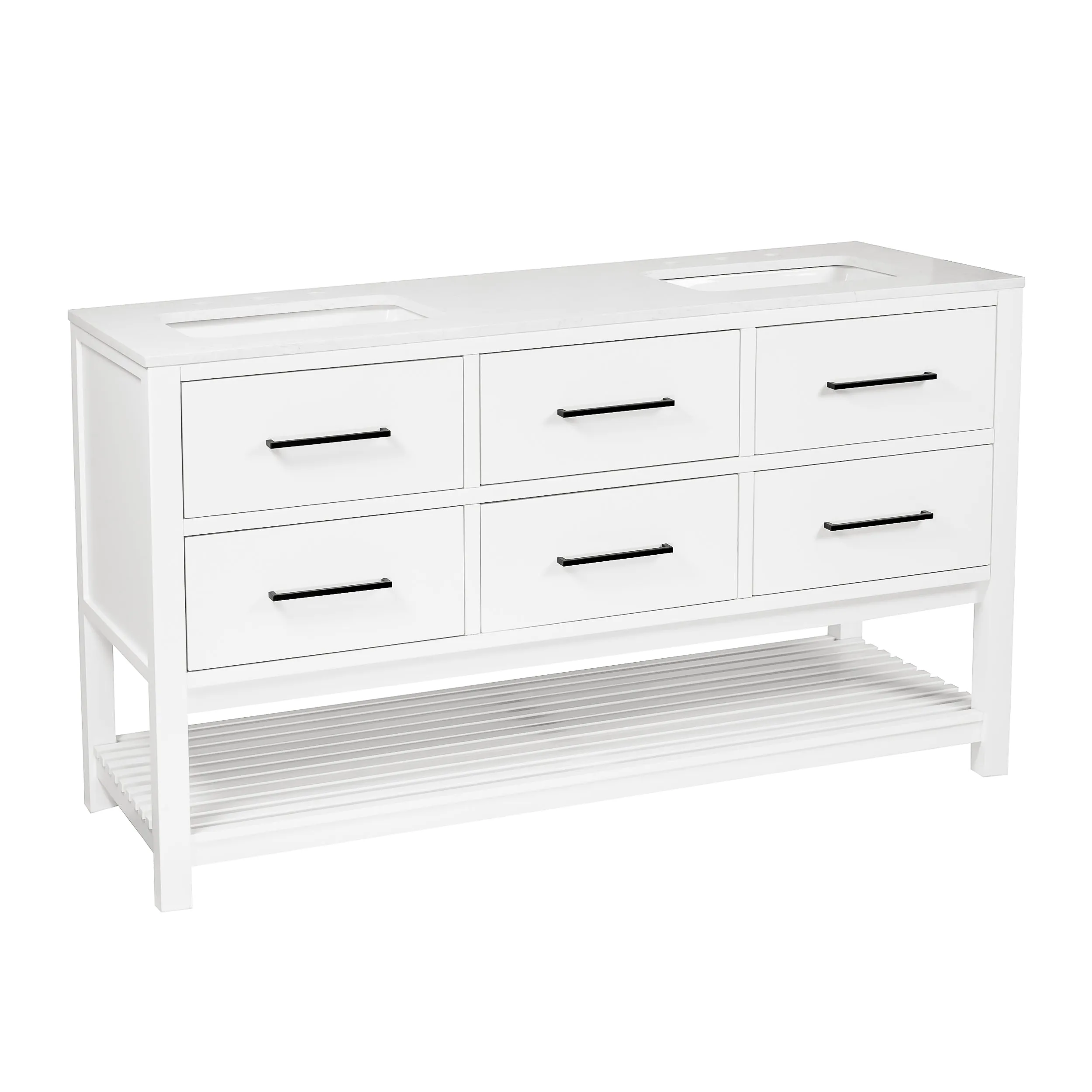 Hudson 60-inch Double Vanity with Engineered Marble Top