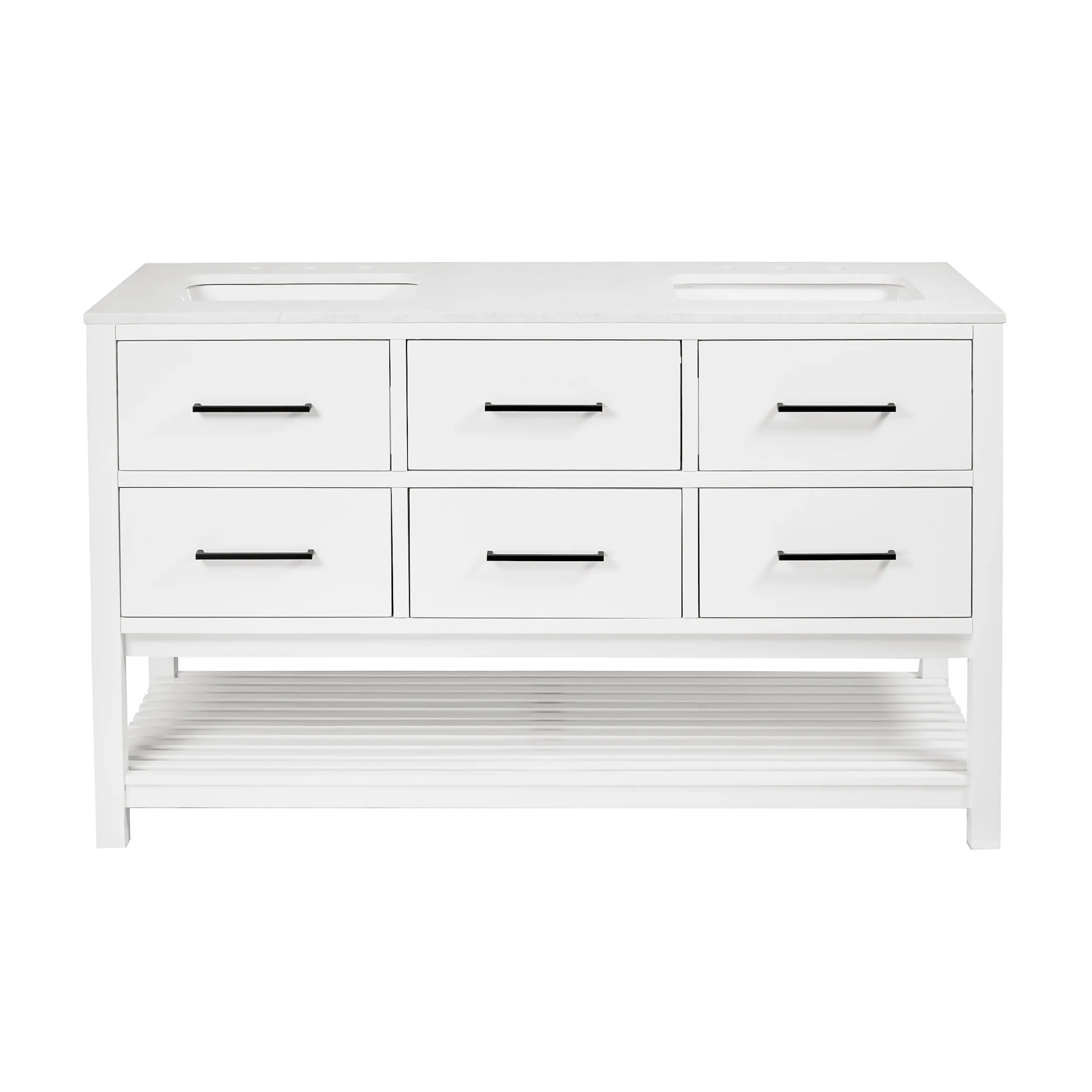 Hudson 60-inch Double Vanity with Engineered Marble Top