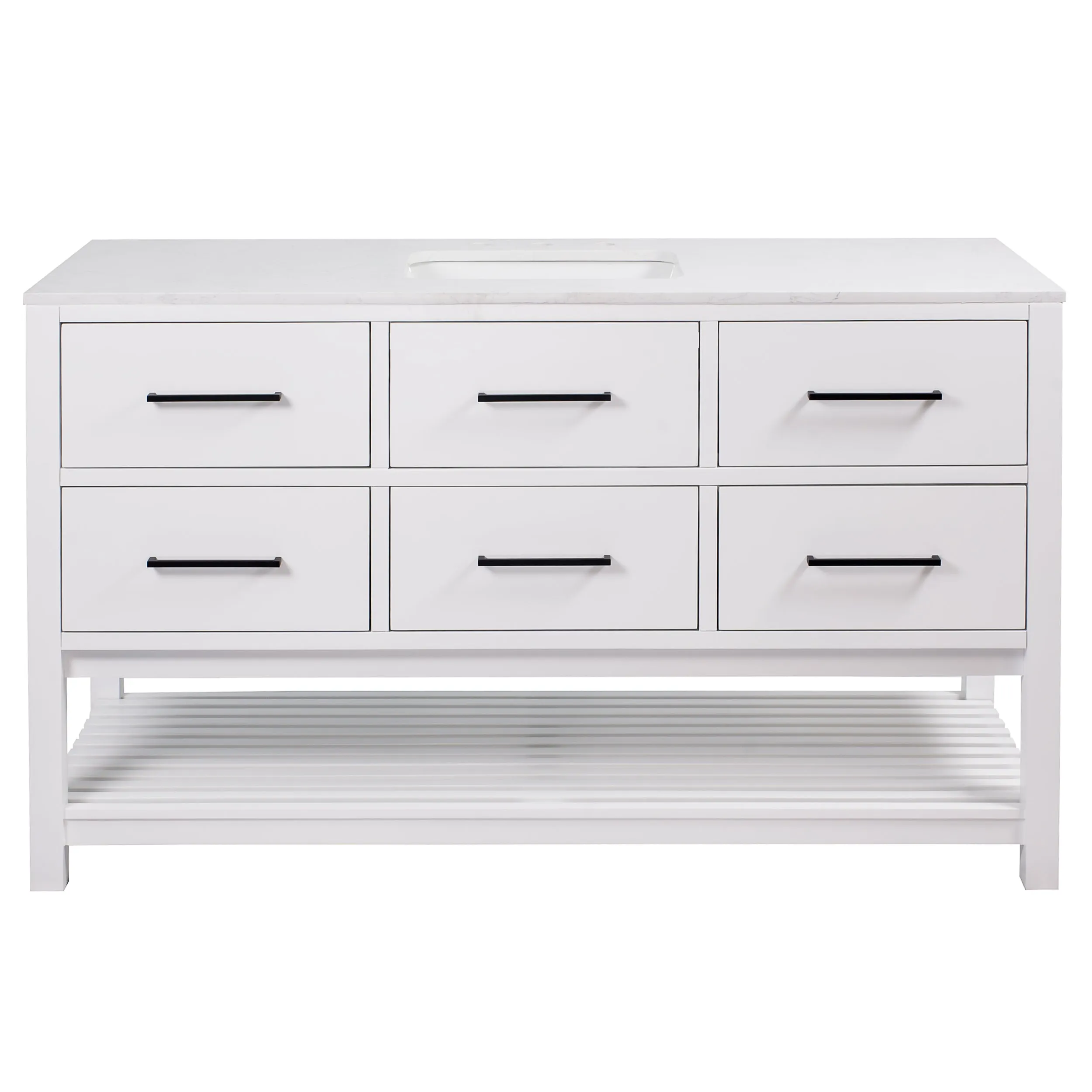 Hudson 60-inch Single Vanity with Engineered Marble Top