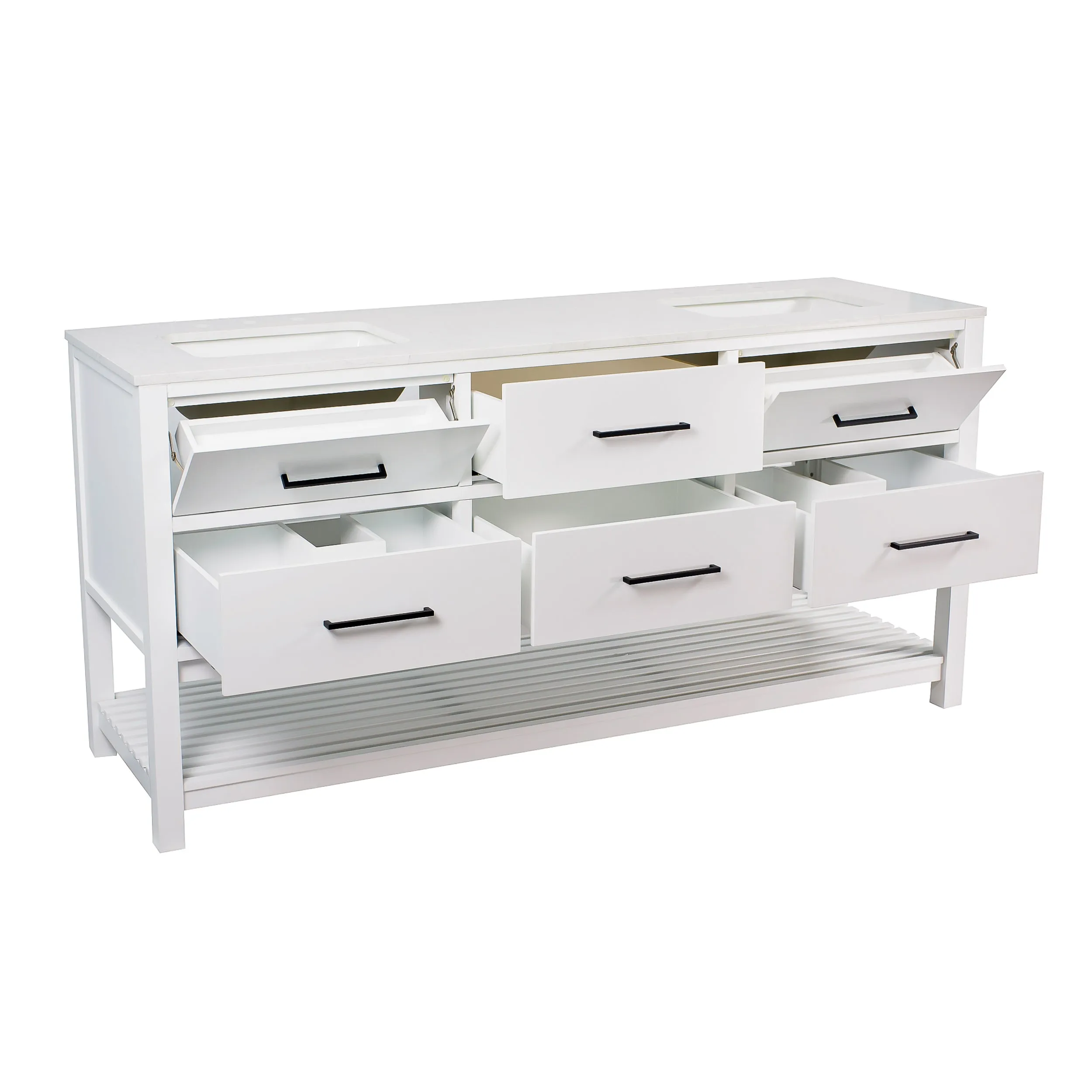 Hudson 72-inch Double Vanity with Engineered Marble Top