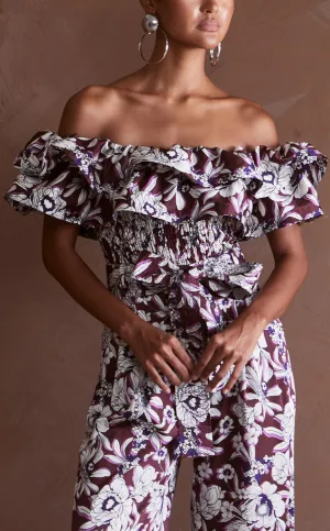IBIZA TOP -  BROWN FLORAL