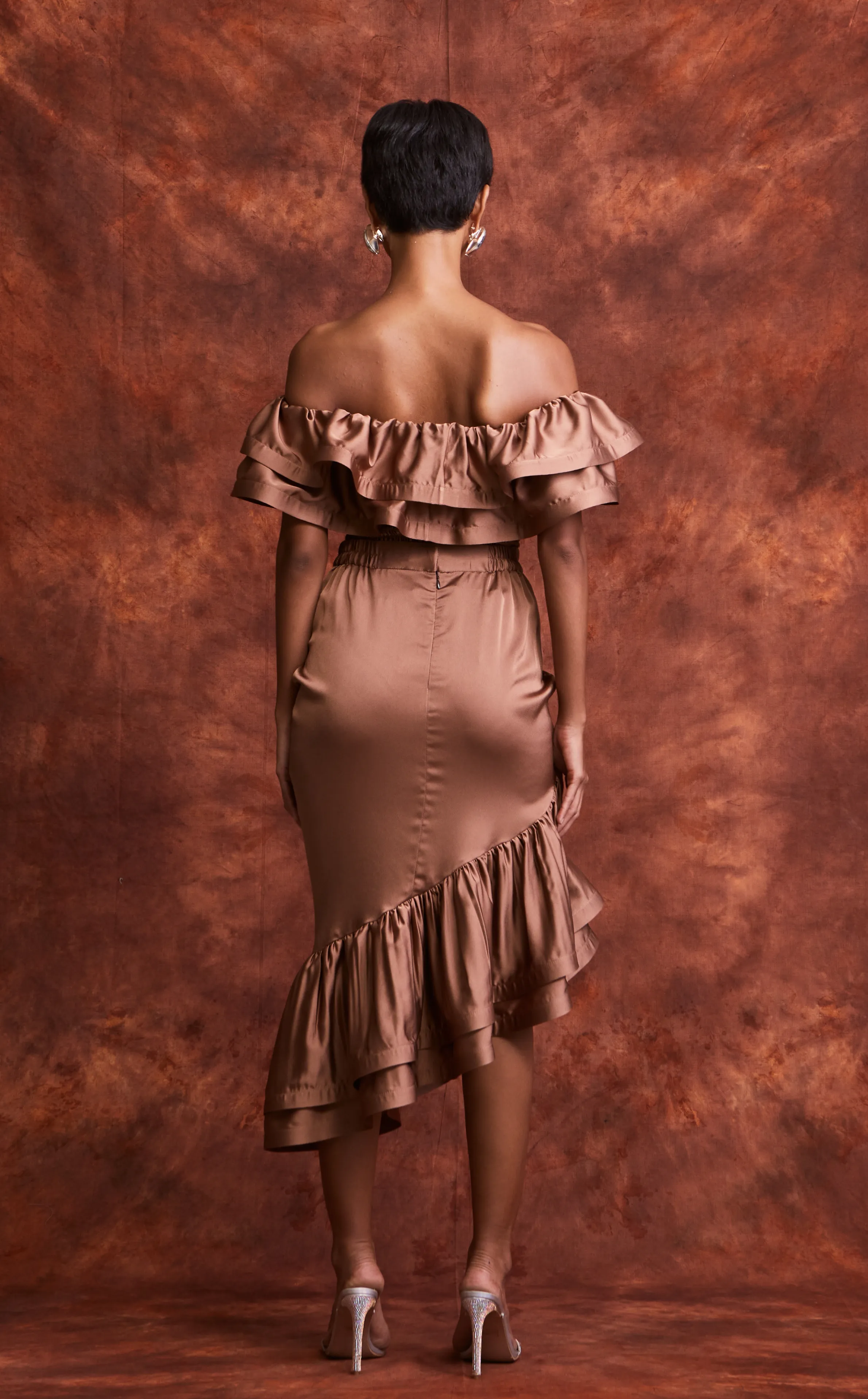 IBIZA TOP -  CACAO SATIN
