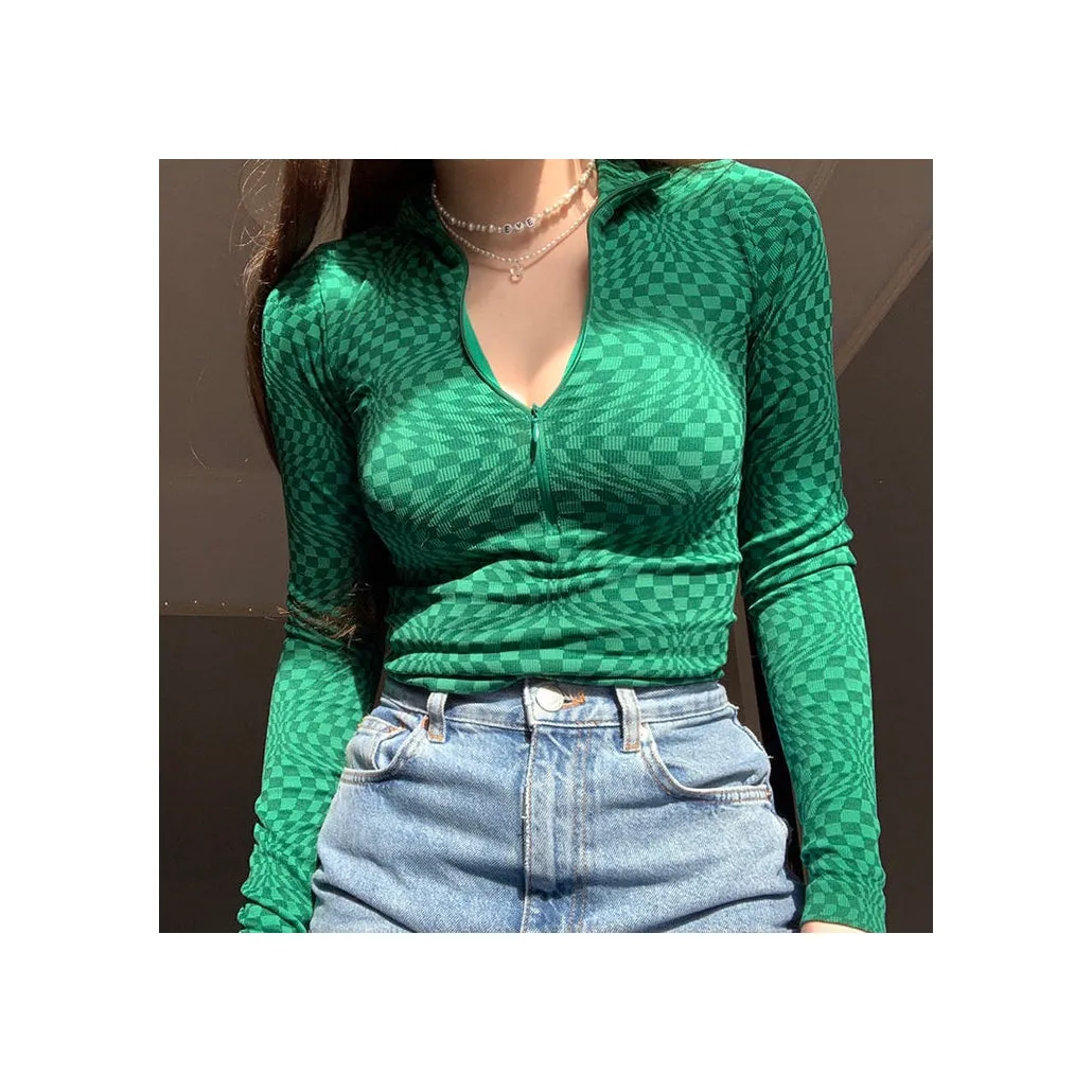 Indie Aesthetic Zip Up Top