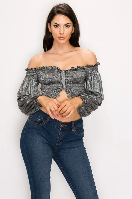 IT WAS A GOOD DAY Peasant Off Shoulder Top w/ Ruffles & Elastic