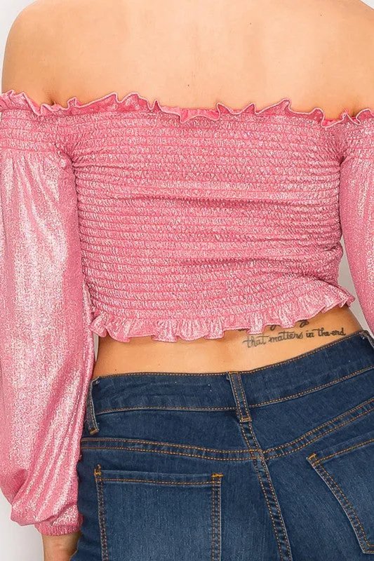 IT WAS A GOOD DAY Peasant Off Shoulder Top w/ Ruffles & Elastic