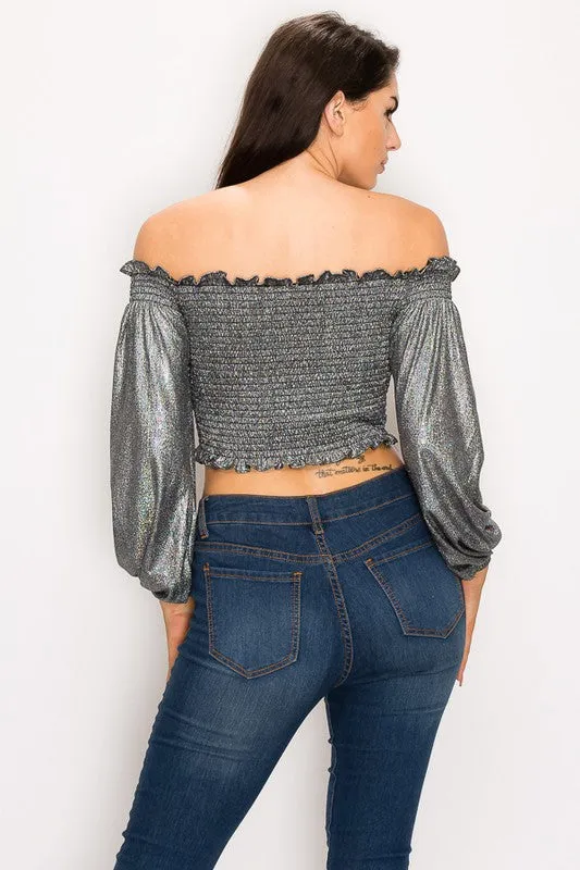 IT WAS A GOOD DAY Peasant Off Shoulder Top w/ Ruffles & Elastic