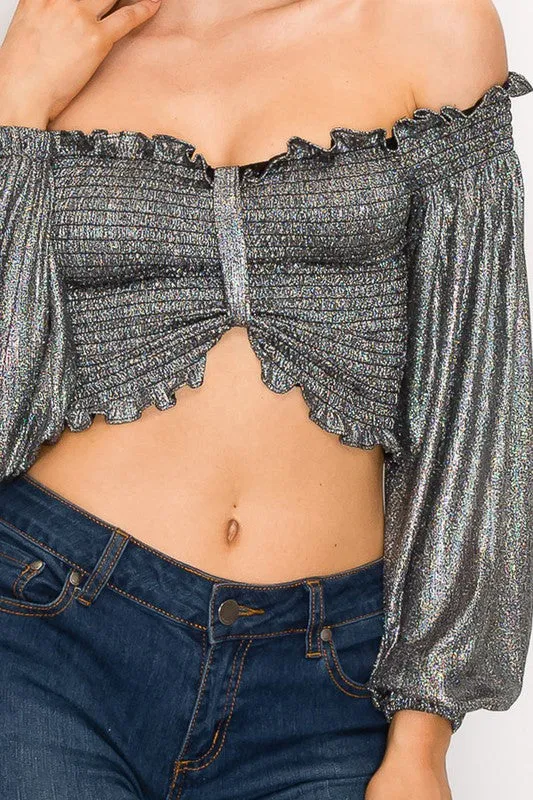 IT WAS A GOOD DAY Peasant Off Shoulder Top w/ Ruffles & Elastic