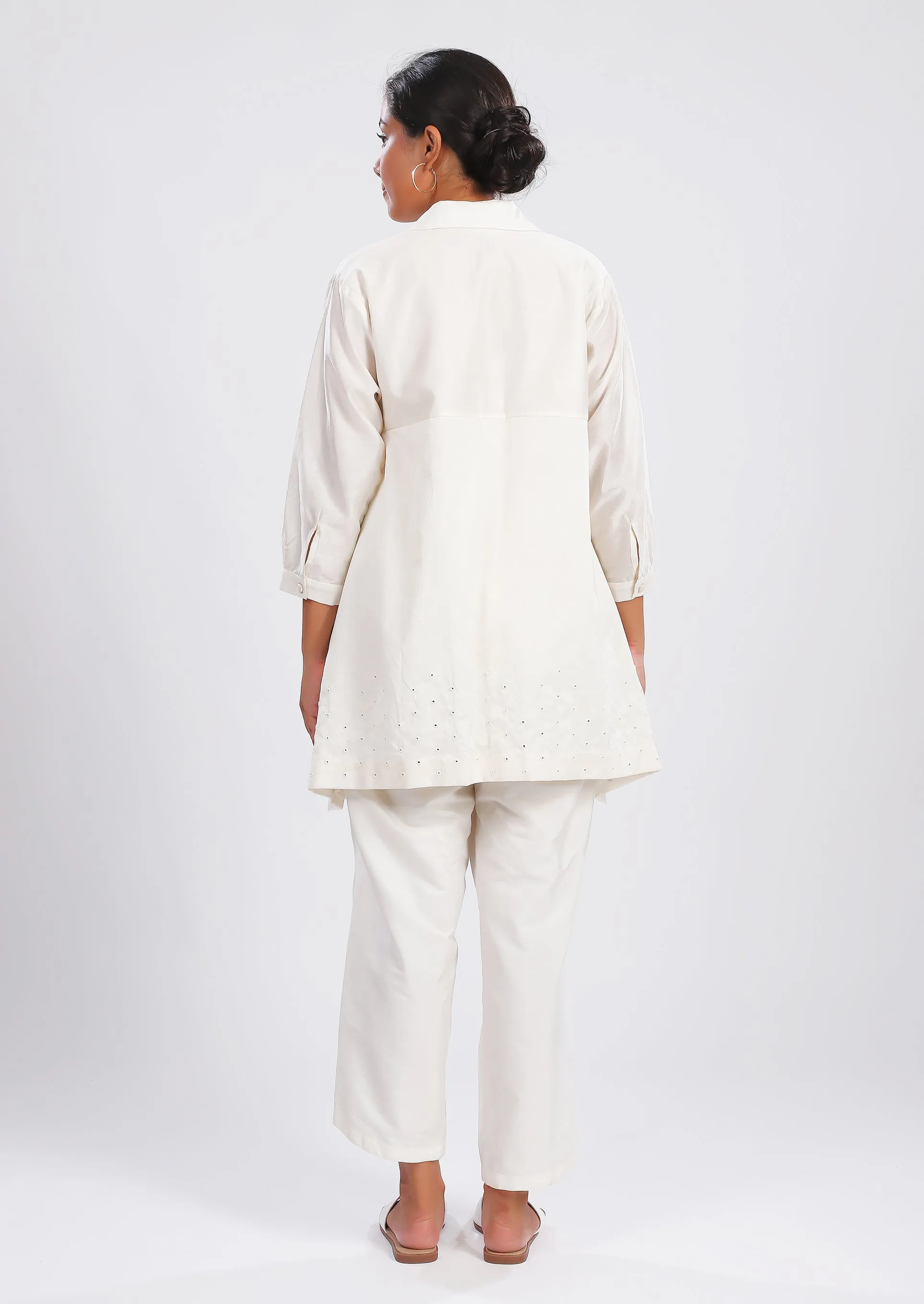Ivory Cuban Collar Mirror Work Top