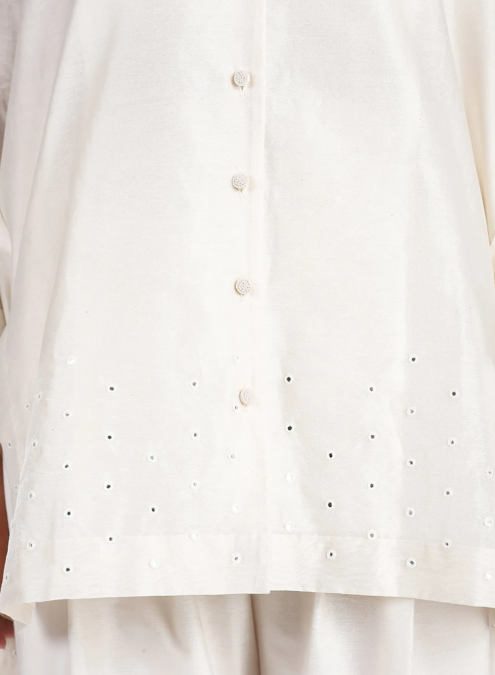 Ivory Cuban Collar Mirror Work Top