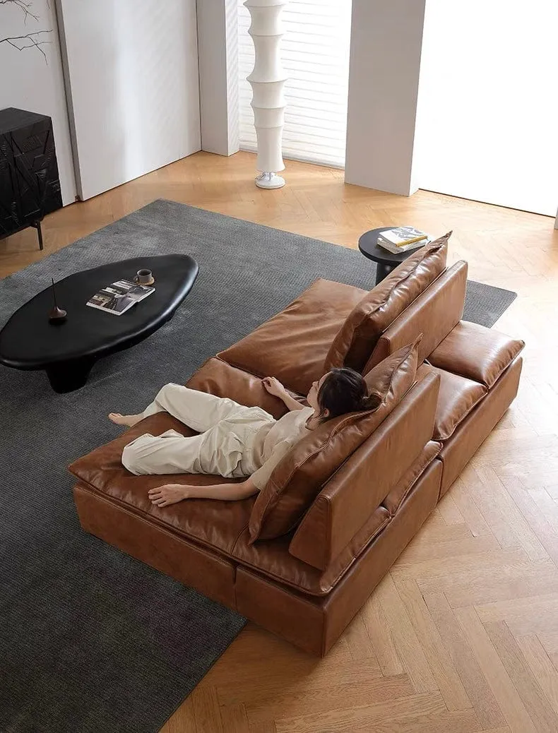 Joan Scratch Resistant Backrest Slider Leather Sofa