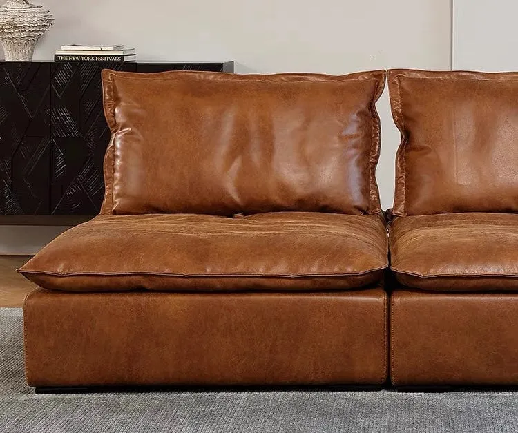 Joan Scratch Resistant Backrest Slider Leather Sofa
