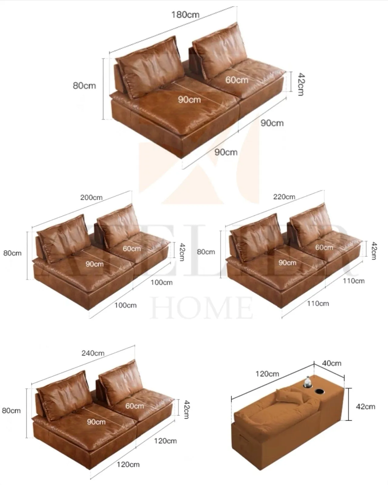 Joan Scratch Resistant Backrest Slider Leather Sofa