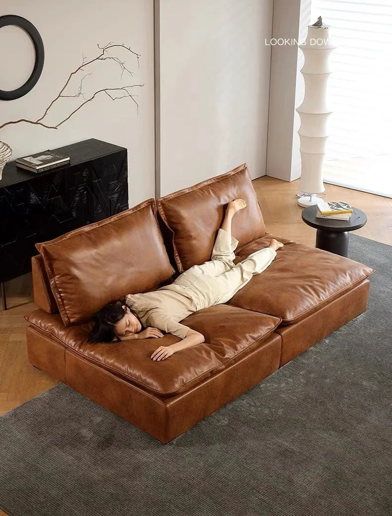 Joan Scratch Resistant Backrest Slider Leather Sofa