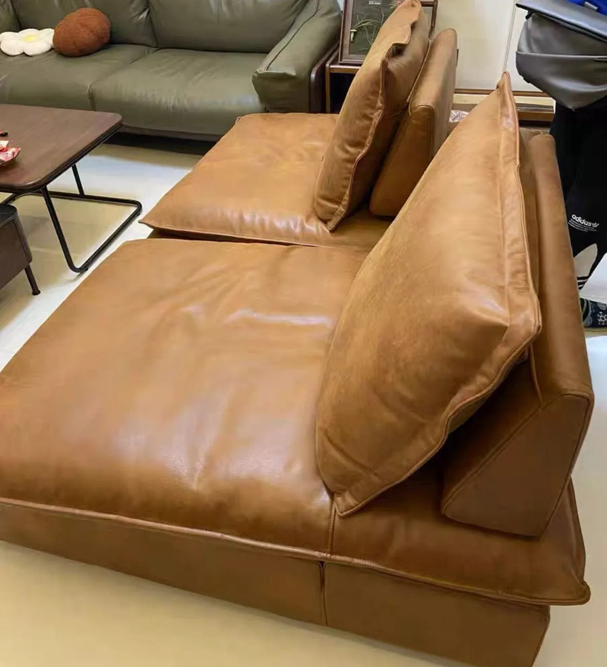 Joan Scratch Resistant Backrest Slider Leather Sofa