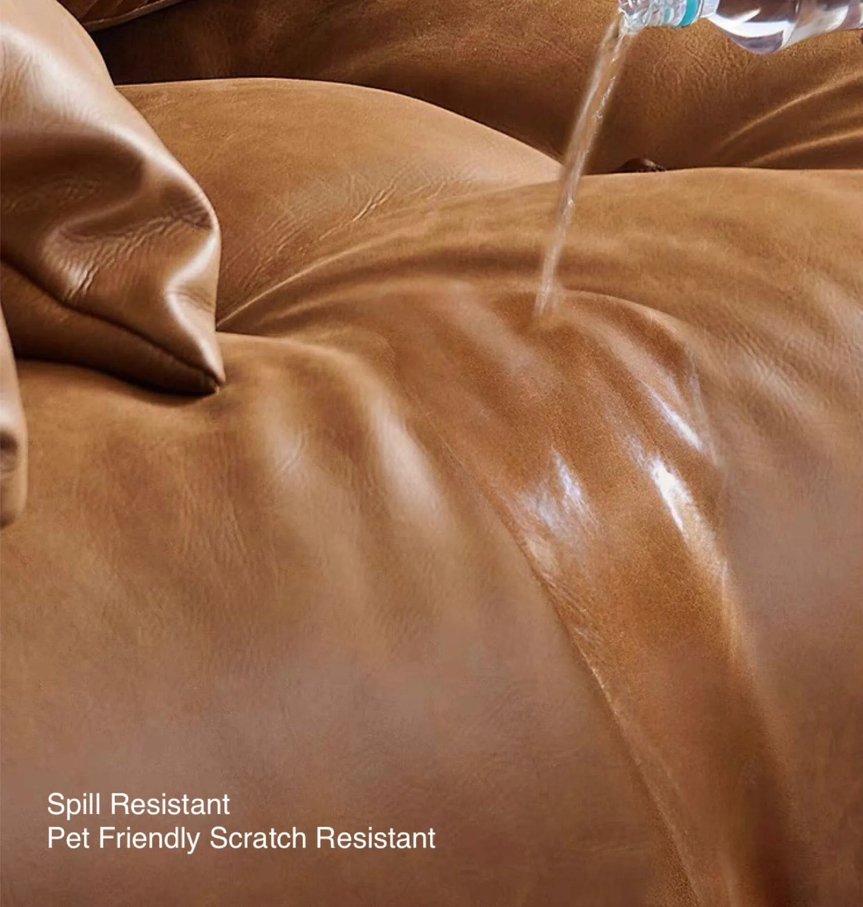 Joan Scratch Resistant Backrest Slider Leather Sofa