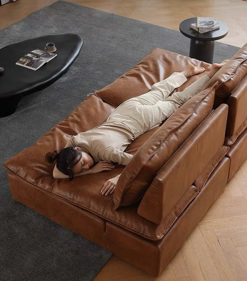 Joan Scratch Resistant Backrest Slider Leather Sofa