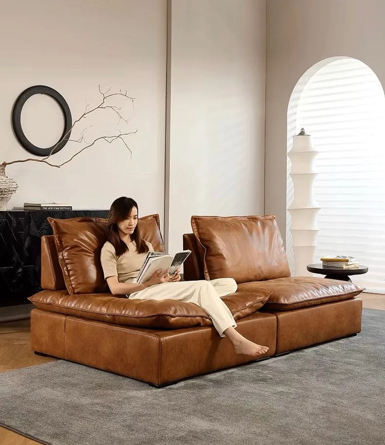 Joan Scratch Resistant Backrest Slider Leather Sofa