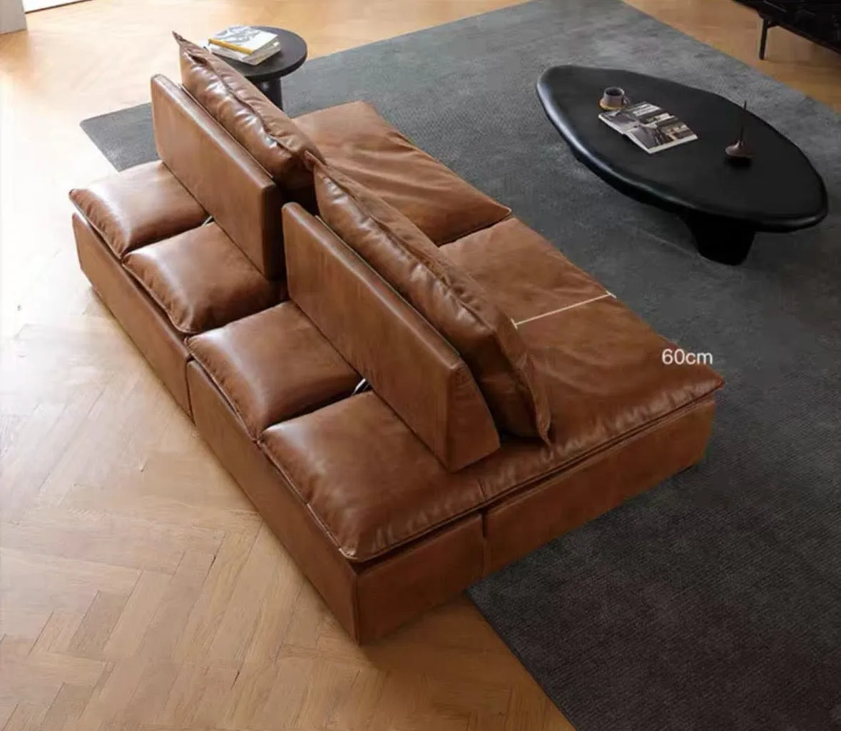 Joan Scratch Resistant Backrest Slider Leather Sofa