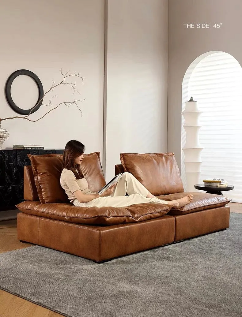 Joan Scratch Resistant Backrest Slider Leather Sofa