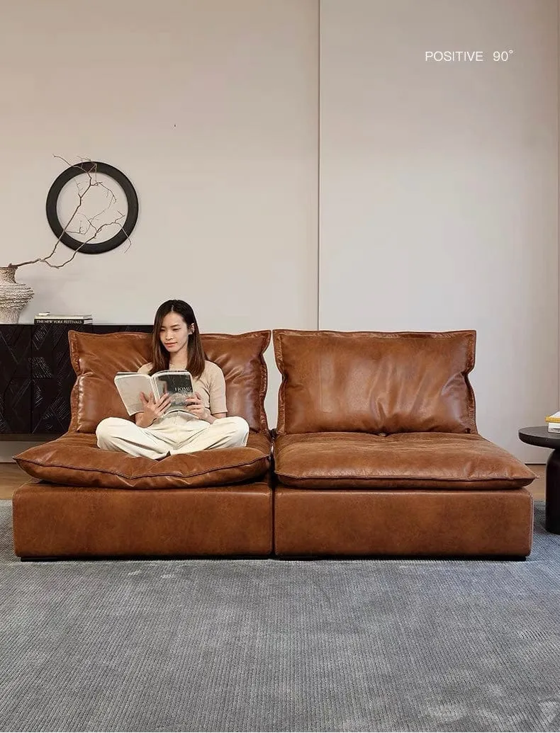 Joan Scratch Resistant Backrest Slider Leather Sofa