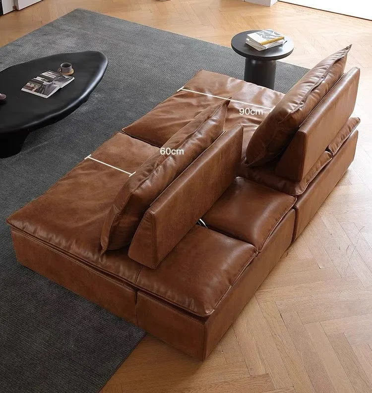 Joan Scratch Resistant Backrest Slider Leather Sofa