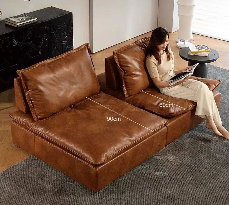 Joan Scratch Resistant Backrest Slider Leather Sofa