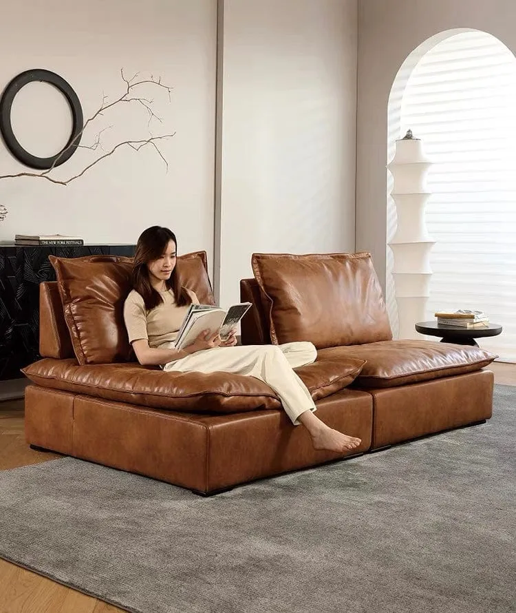 Joan Scratch Resistant Backrest Slider Leather Sofa