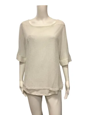 Joseph Ribkoff Top White Layered Fishnet Tunic Size: 12