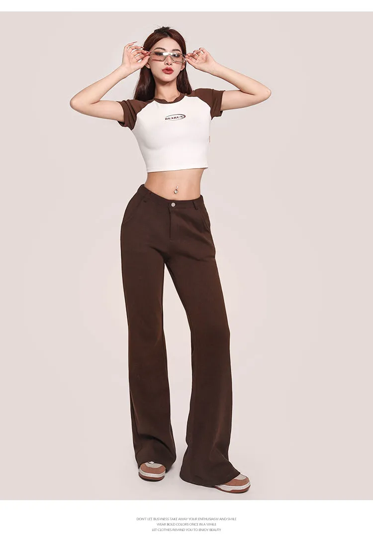 Juin Patchwork Contrast Color Short Sleeve Slim Cropped Top