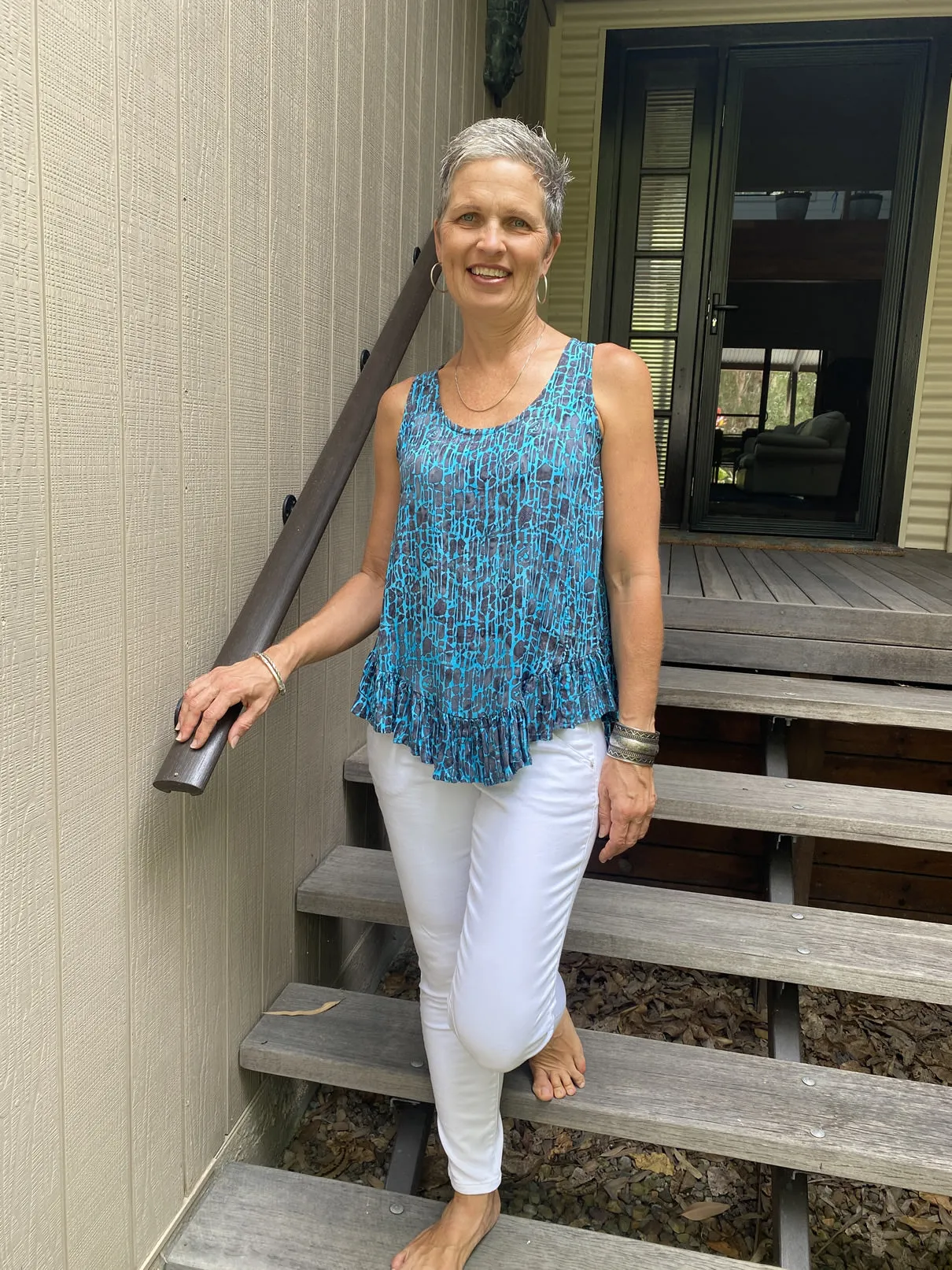 Karen Top Turquoise Lattice NEW