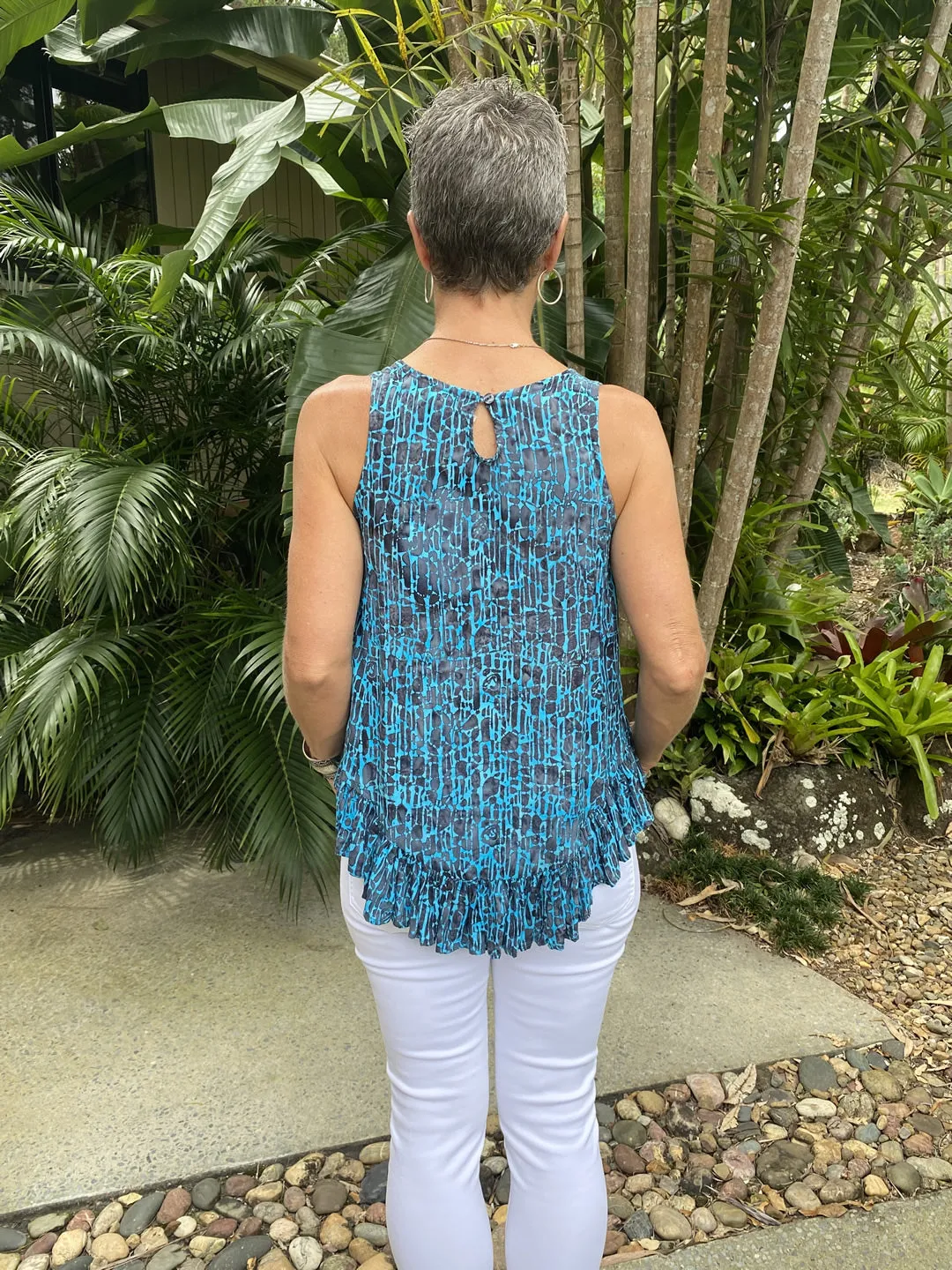 Karen Top Turquoise Lattice NEW