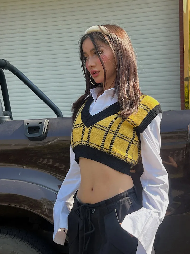 Kendall Solid Color White Asymmetrical Office Long Sleeve Button Up Cropped Shirt Top
