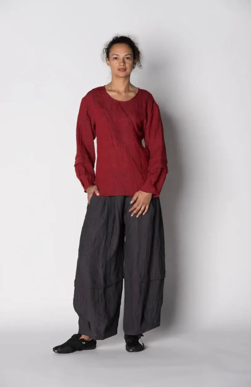 Kimberley Tonkin - Millie Asymmetric  Pleated Top - Smoke