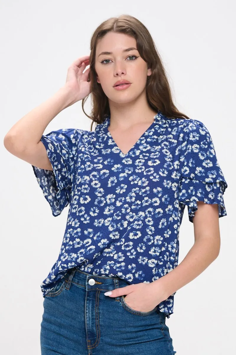 Kimberly Flutter Tiered Sleeve Top