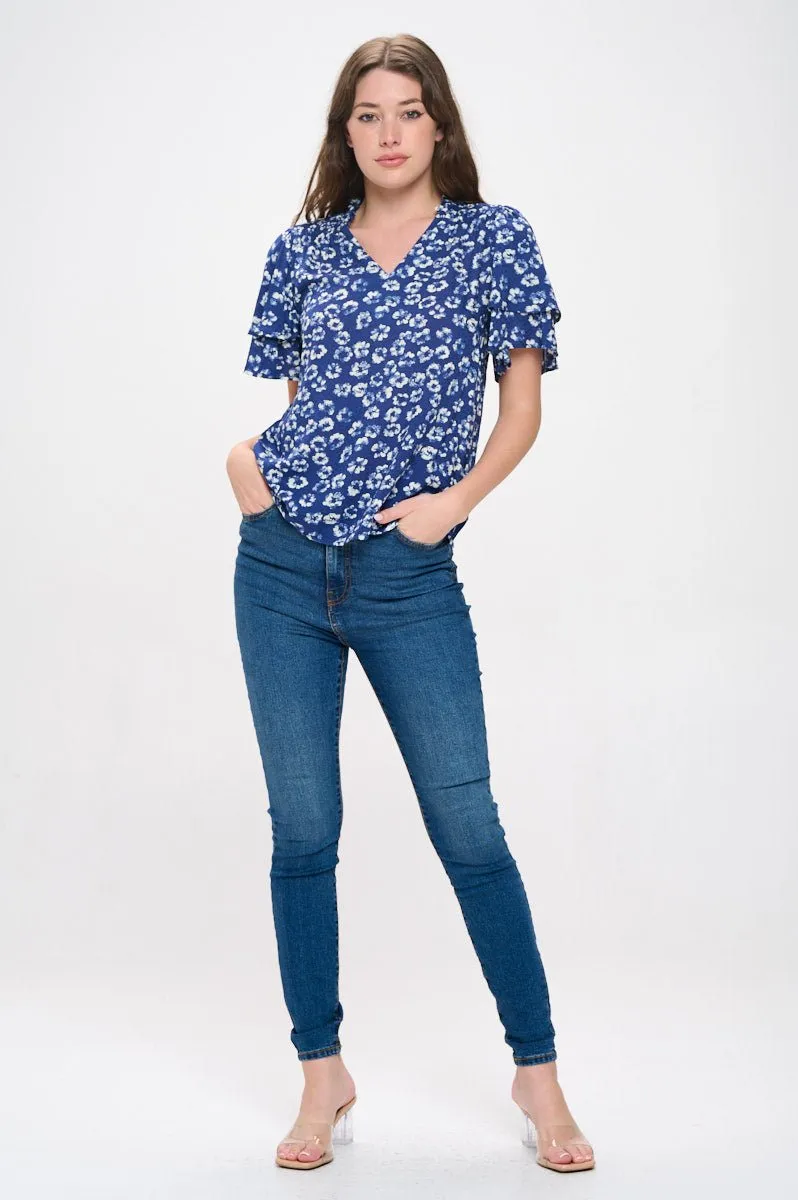 Kimberly Flutter Tiered Sleeve Top