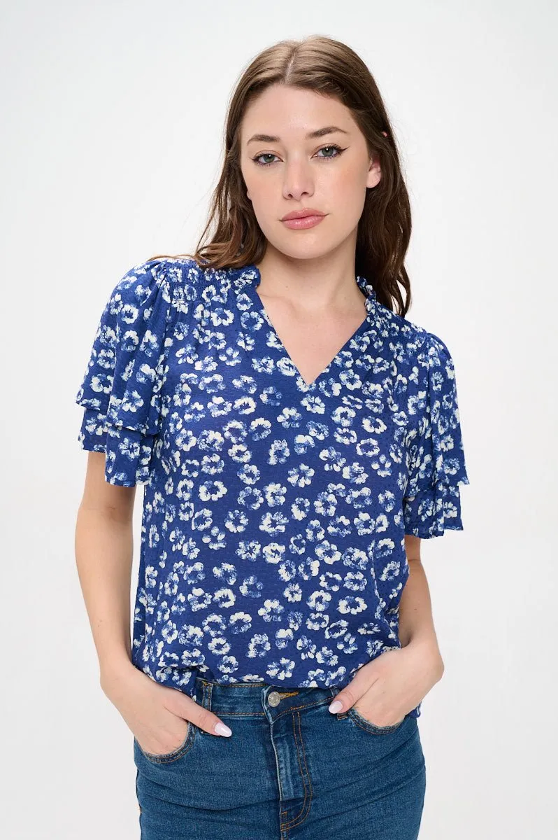 Kimberly Flutter Tiered Sleeve Top